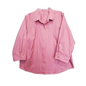 Coldwater Creek Pink Cotton No Iron Button-Up Shirt Size 20W